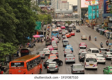 BANGKOK, THAILAND - August 9 2013: Traffic in the downtown of Bangkok