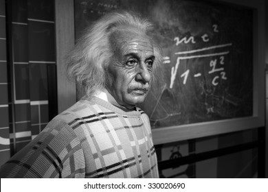 BANGKOK, THAILAND - CIRCA August, 2015: Wax figure of the famous scientist, Albert Einstein from Madame Tussauds, Siam Discovery, Bangkok