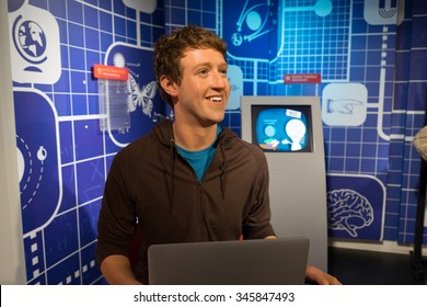 BANGKOK, THAILAND - CIRCA August, 2015: Wax figure of the famous Mark Zuckerberg from Madame Tussauds, Siam Discovery, Bangkok