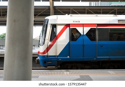 Bangkok, Thailand - Circa August, 2018: A Train At The Station On The Sukhumvit Line. 