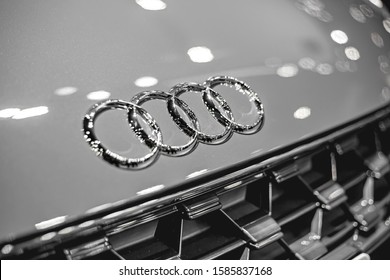 Bangkok, Thailand - December 06, 2019: Closed Up Of Audi Car Logo On The Front Of Audi Car.