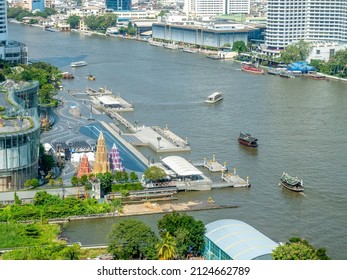BANGKOK, THAILAND - DECEMBER 11 : Iconsiam shopping mall view along Chaophraya river in Bangkok, Thailand, on December 11, 2021.