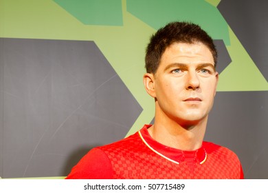 BANGKOK, THAILAND - DECEMBER 19: Wax Figure Of The Famous Steven George Gerrard From Madame Tussauds On December 19, 2015 In Bangkok, Thailand