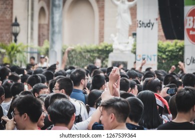 Bangkok, Thailand - December 21, 2018: Crowd Cheering At Assumption College Christmas Fair 2018