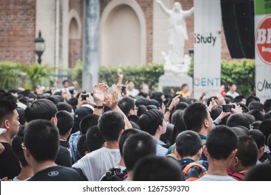 Bangkok, Thailand - December 21, 2018: Crowd Cheering At Assumption College Christmas Fair 2018