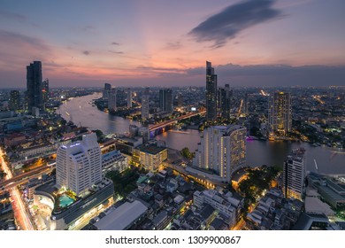 Bangkok, Thailand - December 5, 2018: View of Bangkok cityscape from Lebua at State tower.