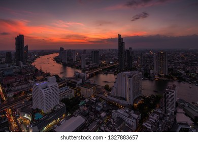 Bangkok, Thailand - December 5, 2018: View of Bangkok cityscape from Lebua at State tower. 