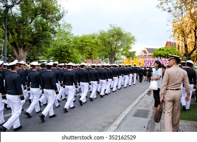 BANGKOK, THAILAND - DECEMBER 5: Pre-cadet Of Armed Forces Academies Preparatory School In Father's Day Celebration Parade On December 5, 2015 In Sanam Luang, Bangkok, Thailand