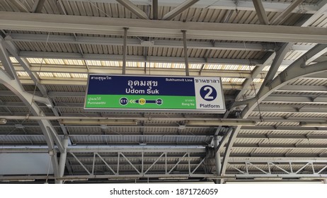 BANGKOK, THAILAND - December 5,2020 : Udom Suk Station. Sukhumvit Line