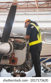 Bangkok, Thailand - Feb, 2020: Cessna Aircraft Being Service In Aircraft Hanger By Mechanics