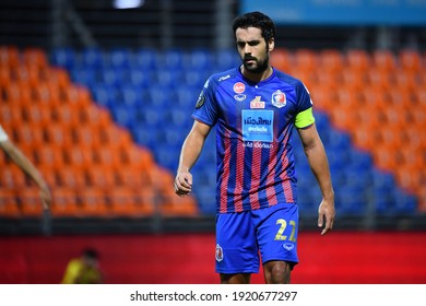 Bangkok, Thailand - FEB 3 2021: David Rochela During Chang FA Cup 2020
Between Port FC And Buriram United  At PAT Stadium In Bangkok, Thailand.