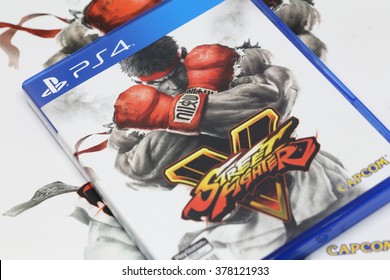 BANGKOK, THAILAND - FEBRUARY 17, 2016: The New Street Fighter V Game On PS4 Console OnFebruary 17,2016. In Bangkok Thailand.