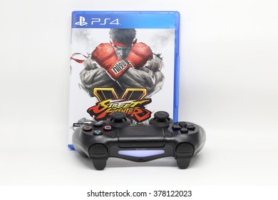 BANGKOK, THAILAND - FEBRUARY 17, 2016: The New Street Fighter V Game On PS4 Console OnFebruary 17,2016. In Bangkok Thailand.