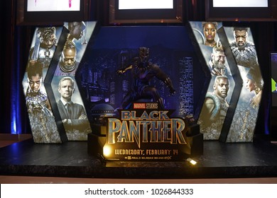 Bangkok, Thailand - February 17, 2018: Beautiful Standee Of A Marvel Superhero Movie Black Panther Display At The Theater.