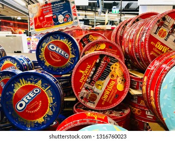 BANGKOK, THAILAND - FEBRUARY 19, 2019 ; The Imperial Cookies And Arsenal Cookie Are Famous Selling For Celebration Presents