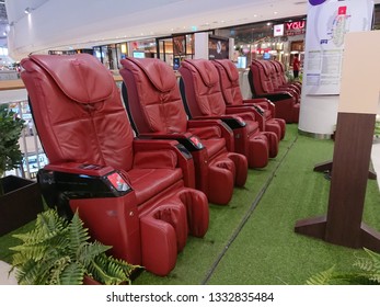 Bangkok, Thailand. February 24, 2019 - Automatic Massage Chair For Customers In Shopping Mall. Healthcare Concept.