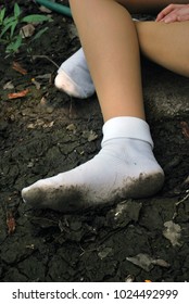 Bangkok Thailand February Feet Of Young Girl In Dirty White Bangkok Thailand February Feet Of Young Girl In Dirty White