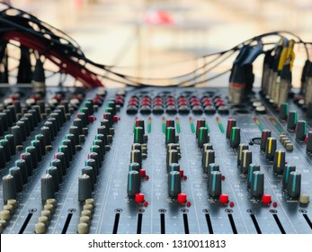 BANGKOK, THAILAND. FEBRUARY 9, 2019; The Analog Sound Mixer Station For The Alumni Dinner Party Night Of The Town School.