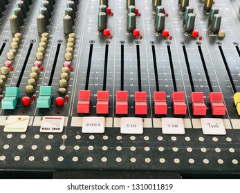 BANGKOK, THAILAND. FEBRUARY 9, 2019; The Analog Sound Mixer Station For The Alumni Dinner Party Night Of The Town School.