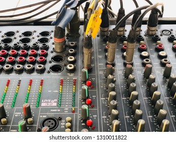 BANGKOK, THAILAND. FEBRUARY 9, 2019; The Analog Sound Mixer Station For The Alumni Dinner Party Night Of The Town School.