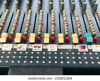 BANGKOK, THAILAND. FEBRUARY 9, 2019; The Analog Sound Mixer Station For The Alumni Dinner Party Night Of The Town School.