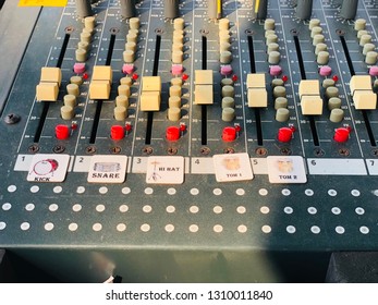 BANGKOK, THAILAND. FEBRUARY 9, 2019; The Analog Sound Mixer Station For The Alumni Dinner Party Night Of The Town School.