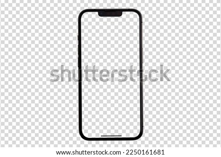 Bangkok, Thailand - Jan 14, 2023 : Mockup phone isolated transparent , new smartphone Mock up screen template for Infographic Business web site design app