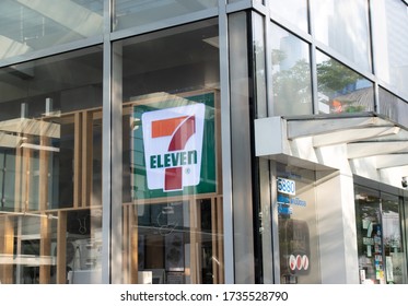 Bangkok Thailand - January 10, 2020 : A Sign Logo Above The Glass Wall  Design Of Seven Eleven Convenience Store In Town.