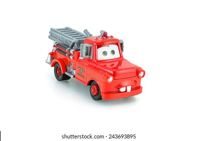 Bangkok, Thailand - January 11, 2015 : Tow Mater Toy Character From Pixar CARS Film. Product By Tomica In Red Mater Rescue Squad Tomy 2007.