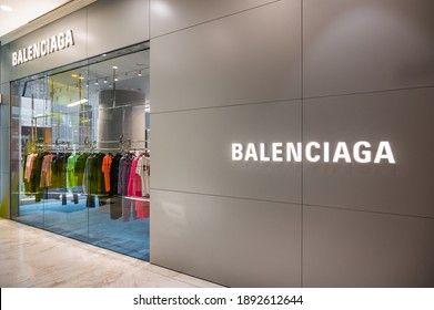 Bangkok, Thailand. January 12, 2021. Balenciaga luxury high end fashion clothing store at Emquartier shopping mall.