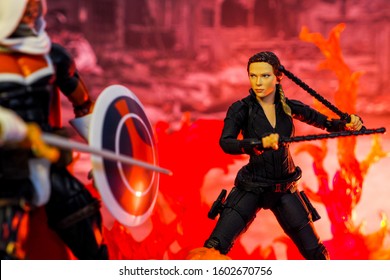 Bangkok, Thailand - January 1,2020: The Setting Black Widow Action Figure From Avengers Comic