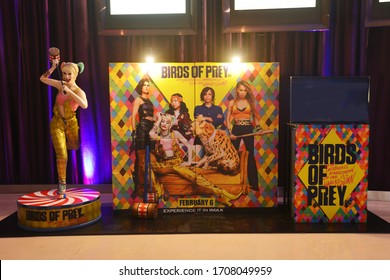 Bangkok, Thailand – January 17, 2020: Human Size Harley Quinn (Margot Robbie) Model And The Standee Of Movie Birds Of Prey Displays At The Theater