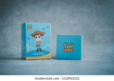 BANGKOK, THAILAND - January 22, 2022 : The New Toy Collection Blind Box From Miniso, Toy Story X MINISO Have A Total Of 6 Pieces And 1 Piece Rare At Miniso Thailand