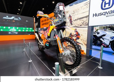 Bangkok, Thailand, Jul 15, 2020 - KTM Rally Motorbike Display In Bangkok Motor Show 2020