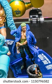 BANGKOK THAILAND ,JULY 08 2018 , One Piece Pirates Manga Character Roronoa Zoro Model  On JULY 08 2018