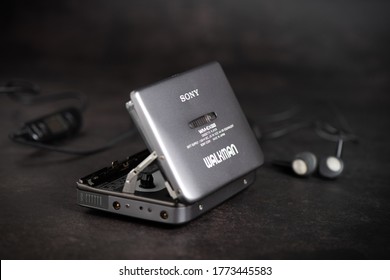 BANGKOK, THAILAND - JULY 09, 2020: The Sony Walkman WM-EX88 Cassette Tape Player. Walkman Is Portable Media Players Manufactured By Sony.