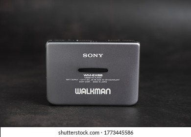 BANGKOK, THAILAND - JULY 09, 2020: The Sony Walkman WM-EX88 Cassette Tape Player. Walkman Is Portable Media Players Manufactured By Sony.