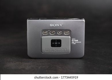 BANGKOK, THAILAND - JULY 09, 2020: The Sony Walkman WM-EX88 Cassette Tape Player. Walkman Is Portable Media Players Manufactured By Sony.