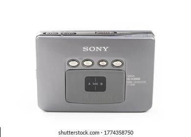 BANGKOK, THAILAND - JULY 09, 2020: The Sony Walkman WM-EX88 Cassette Tape Player. Walkman Is Portable Media Players Manufactured By Sony.