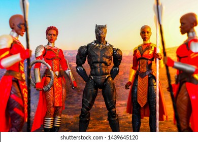 Bangkok, Thailand - July 1,2019: A Setting Of Black Panther Action Figures From Black Panther Comic.