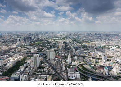 Bangkok, Thailand - July 17, 2016: Aerial View Of Bangkok Skyline From Baiyoke Sky Tower, The Second Tallest Building In The City With A 360-degree Revolving Roof Deck.