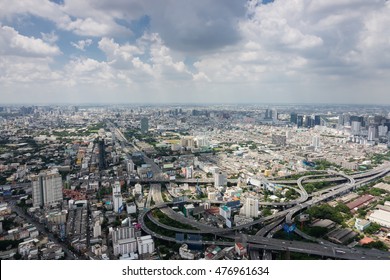 Bangkok, Thailand - July 17, 2016: Aerial View Of Bangkok Skyline From Baiyoke Sky Tower, The Second Tallest Building In The City With A 360-degree Revolving Roof Deck.