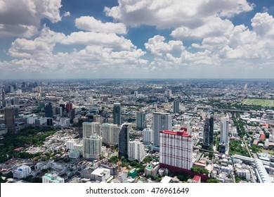 Bangkok, Thailand - July 17, 2016: Aerial View Of Bangkok Skyline From Baiyoke Sky Tower, The Second Tallest Building In The City With A 360-degree Revolving Roof Deck.