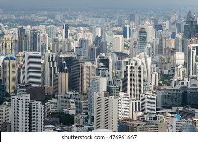 Bangkok, Thailand - July 17, 2016: Aerial View Of Bangkok Skyline From Baiyoke Sky Tower, The Second Tallest Building In The City With A 360-degree Revolving Roof Deck.