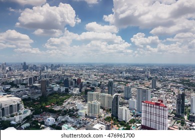 Bangkok, Thailand - July 17, 2016: Aerial View Of Bangkok Skyline From Baiyoke Sky Tower, The Second Tallest Building In The City With A 360-degree Revolving Roof Deck.