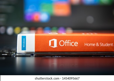 Bangkok, Thailand - July 17, 2019: Logo of Microsoft Office software on the product key package.