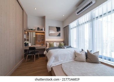 BANGKOK, THAILAND - July 2, 2022 : Luxury bedroom interior, elegant bedroom interior design. 