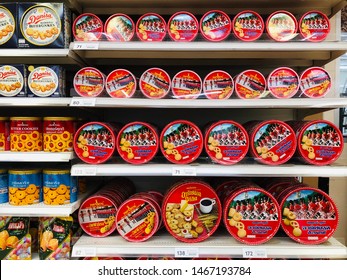 BANGKOK, THAILAND - JULY 20, 2019 ; The Imperial Cookies And Arsenal Cookie Are Famous Selling For New Year Celebration Presents.