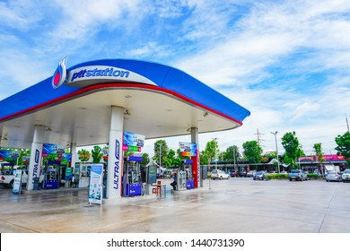 BANGKOK, THAILAND - JULY , 2019 : PTT Gas Station the popular gas station in Thailand,PTT Petrol Station have many deparment store in area.