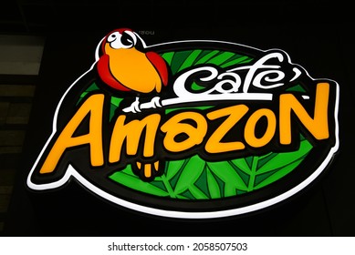 Bangkok, Thailand – July 21, 2021: Cafe Amazon Coffeehouse in Bangkok, Thailand, Asia